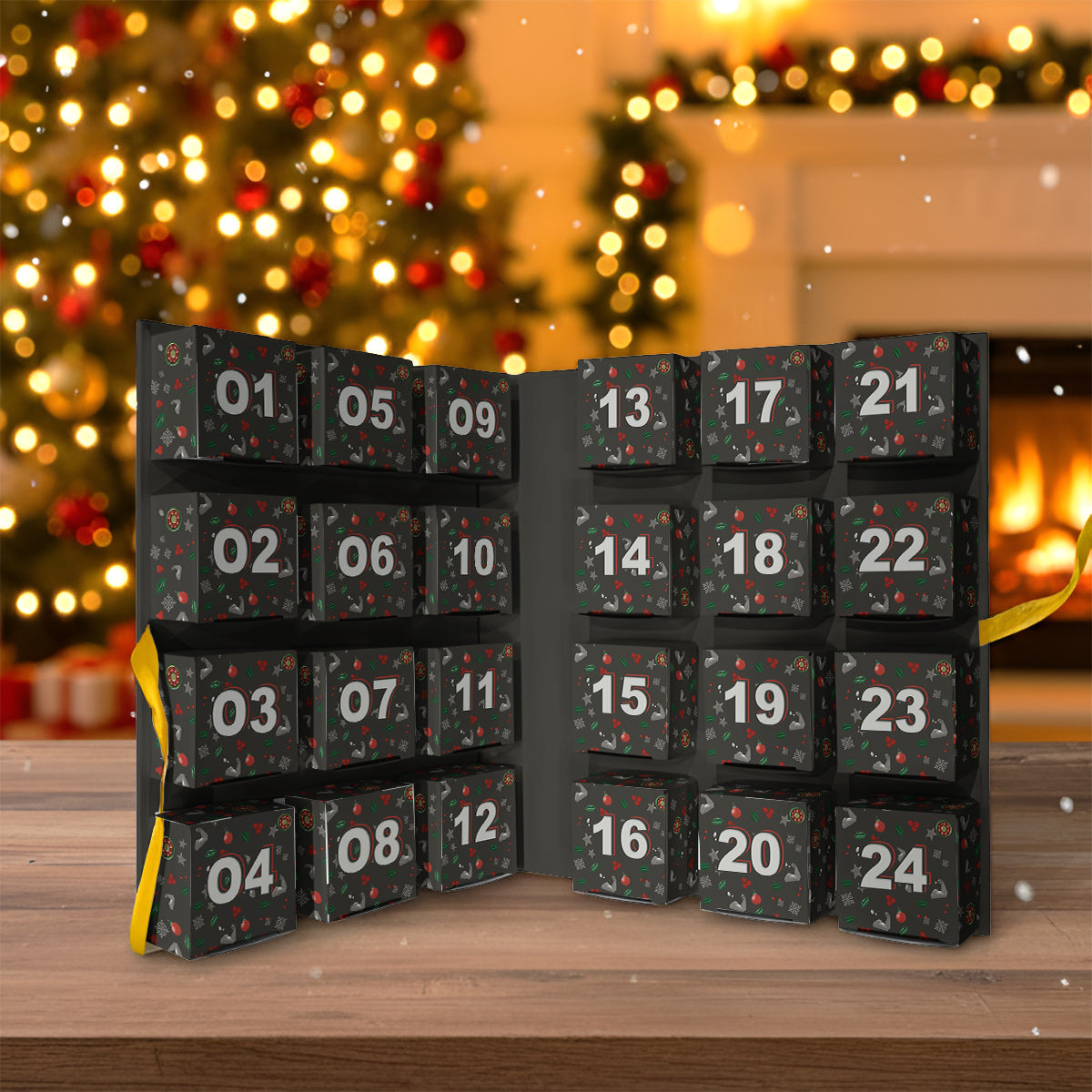 No Pain No Gain - Personalized Fitness Folded Advent Calendar With Ornaments