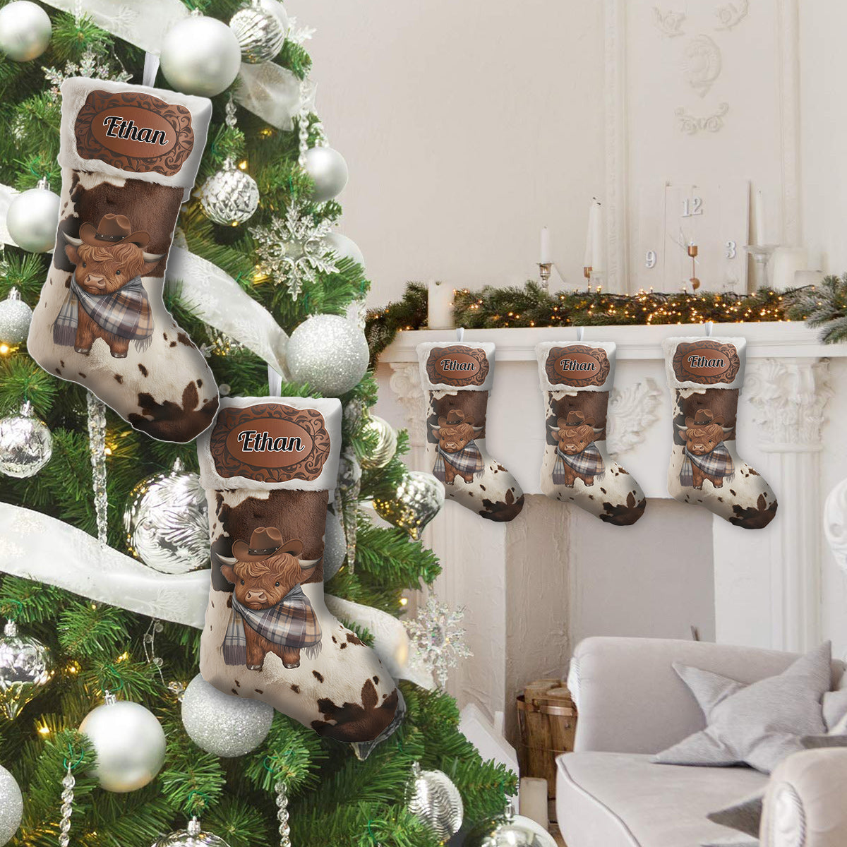 Joyeux Noël ! - Chaussette de Noël personnalisée en forme de cowboy/cowgirl