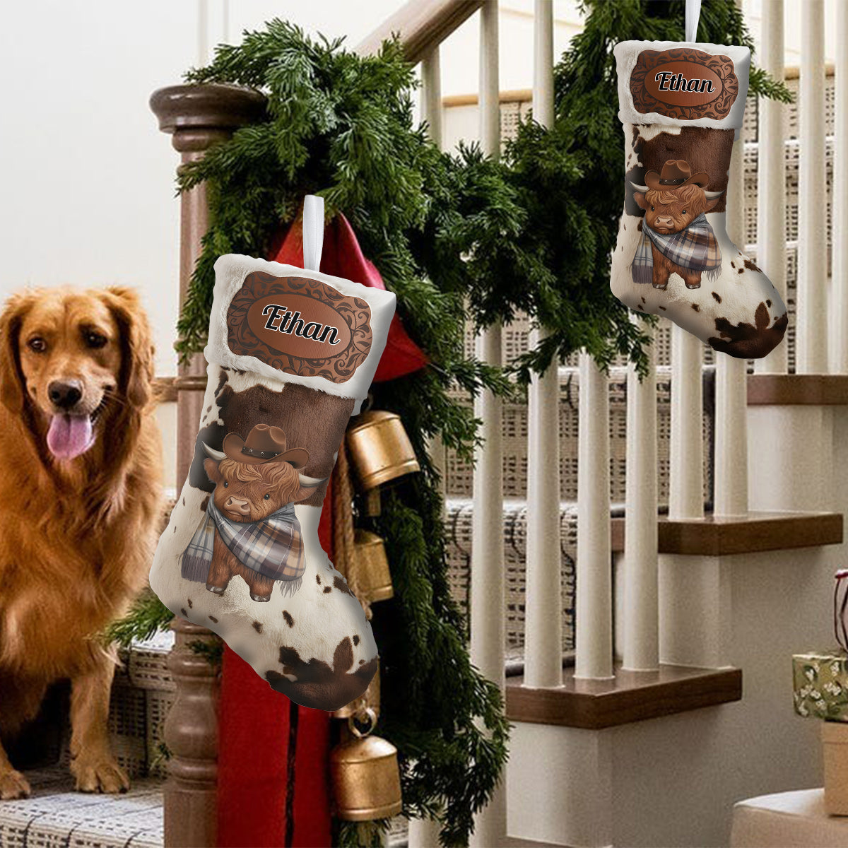 Joyeux Noël ! - Chaussette de Noël personnalisée en forme de cowboy/cowgirl