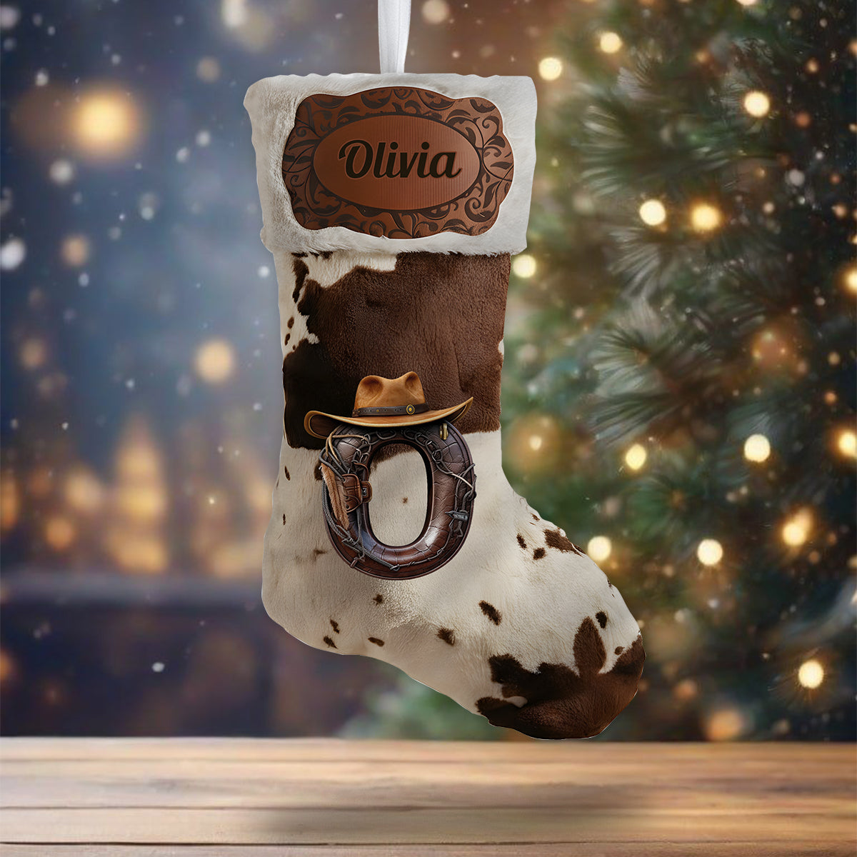 Howdy Christmas Initial Name Letter - Personalized Cowboy/Cowgirl Shaped Christmas Stocking
