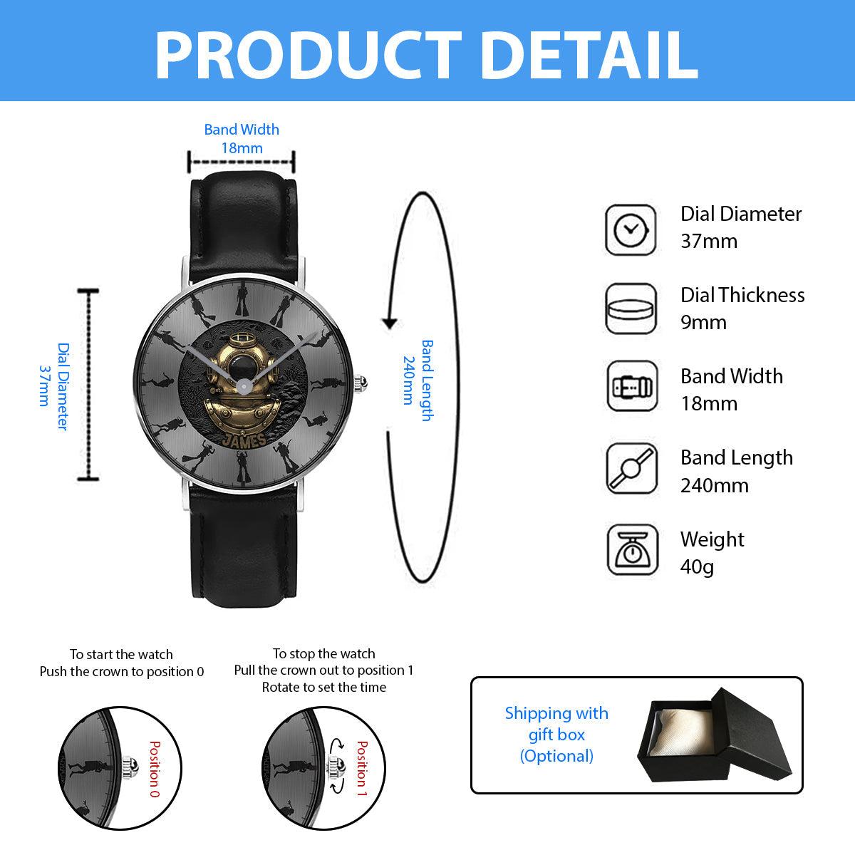 Time To Dive - Personalized Scuba Diving Hand Watch
