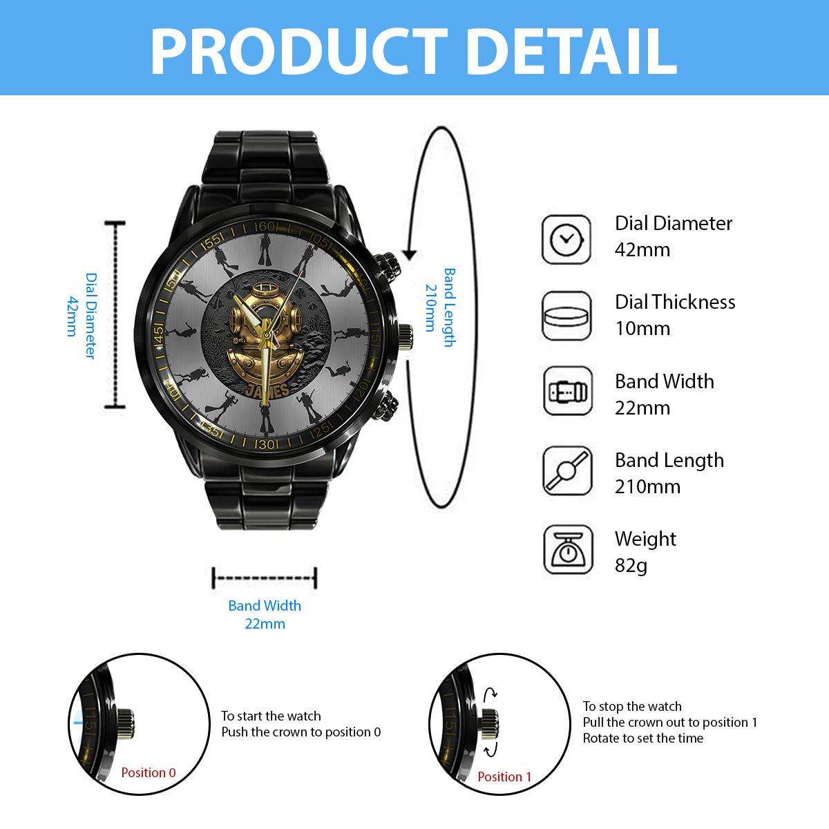 Time To Dive - Personalized Scuba Diving Hand Watch