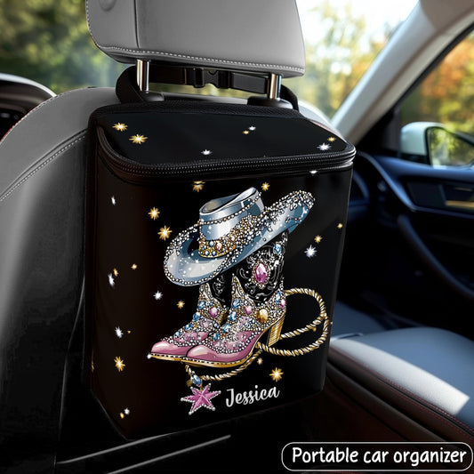 Coole Cowgirl-Figur – Personalisierter tragbarer Auto-Mülleimer/Organizer im Cowgirl-Stil