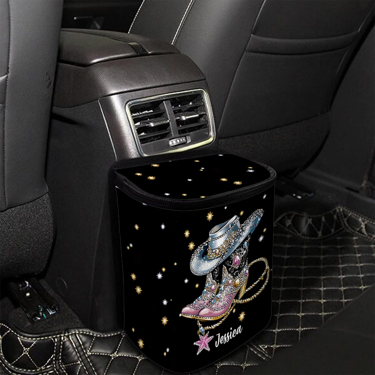 Cool Cowgirl - Personalized Cowgirl Portable Car Trash Can/ Organizer