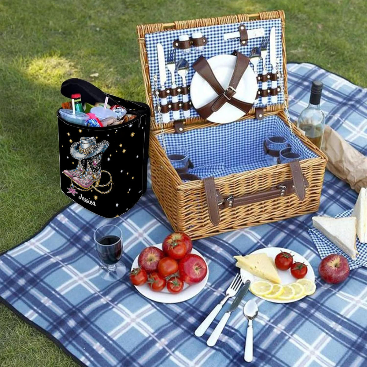 Cool Cowgirl - Personalized Cowgirl Portable Car Trash Can/ Organizer