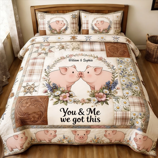 You & Me We Got This - Personalized Pig Lover Quilt Set