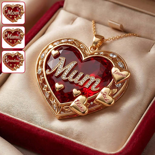 We Love You Mom - Personalized Mother Shaped Metal Pendant Necklace