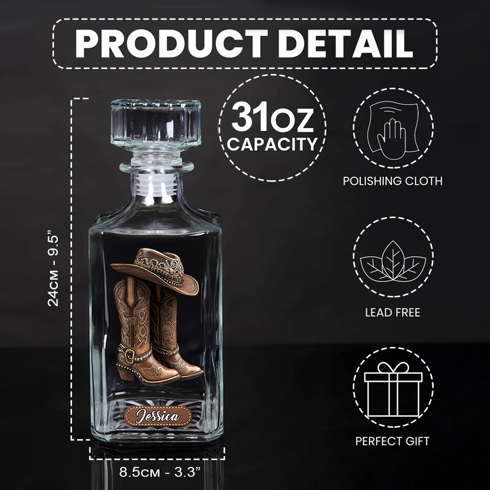 Western Spirit - Coffret carafe à whisky personnalisée Cowgirl
