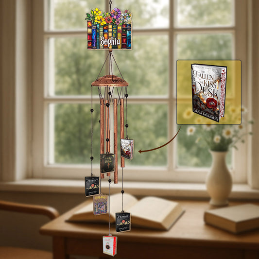 Custom Favorite Book - Personalized Book Wind Chime With Charms