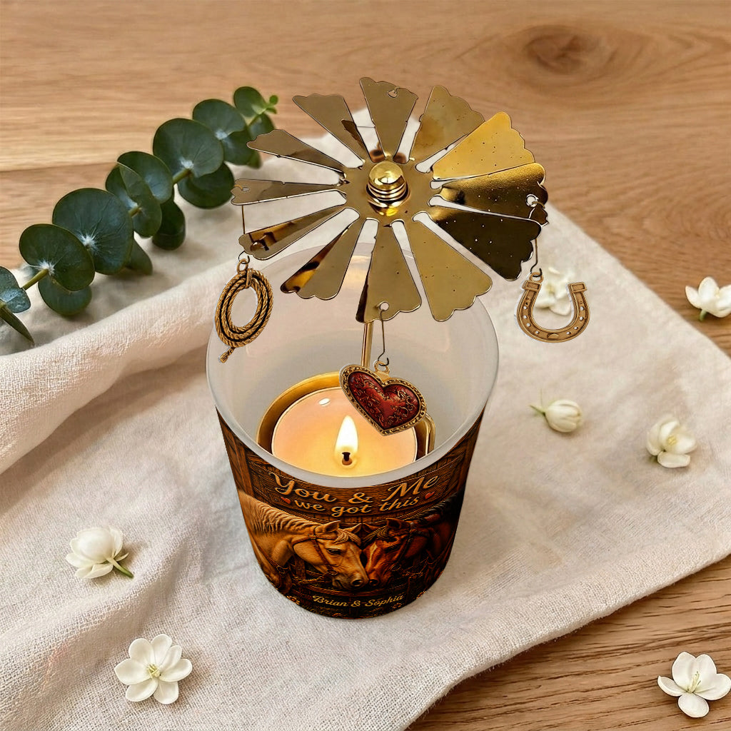 You & Me - Personalized Horse Spinning Candle Holder