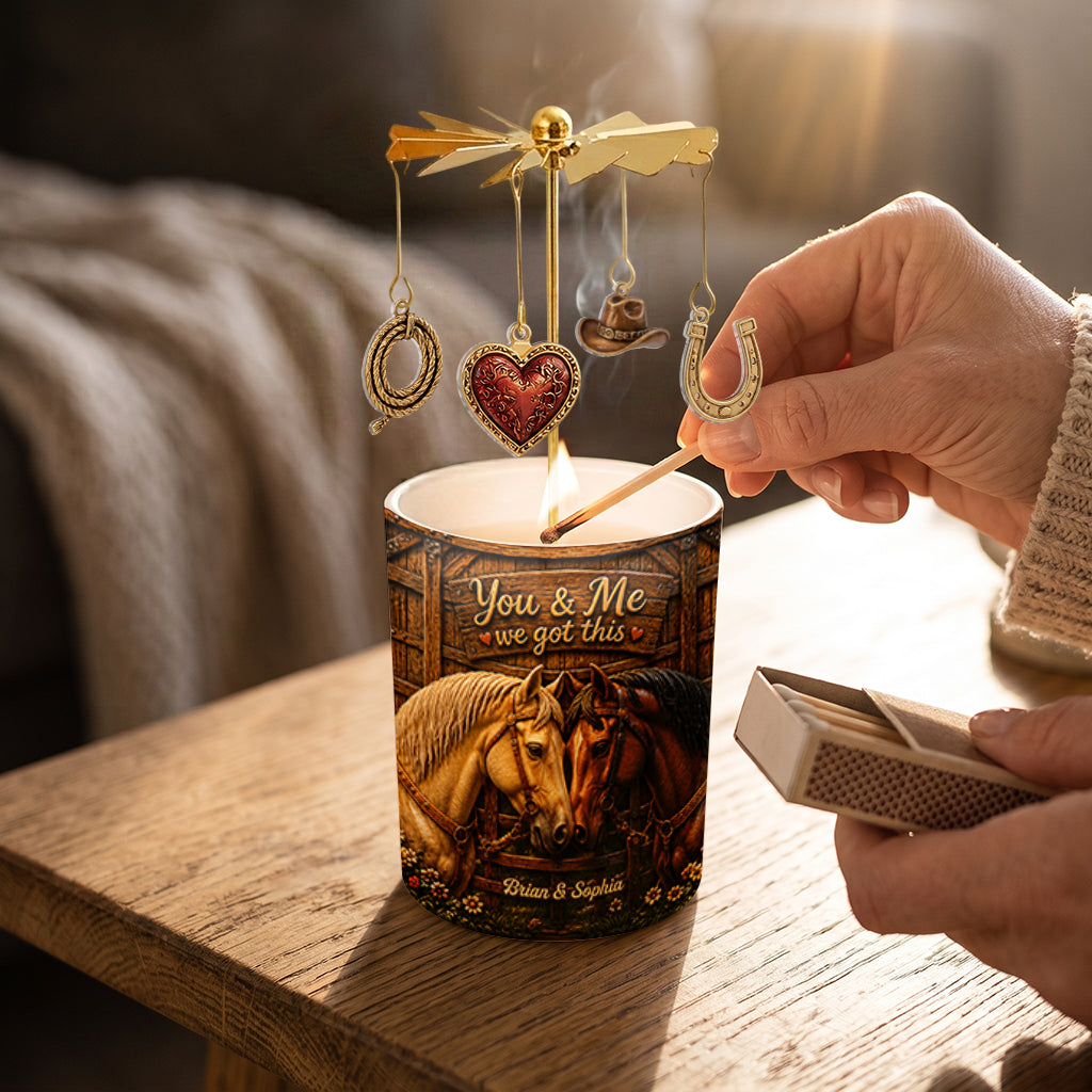 You & Me - Personalized Horse Spinning Candle Holder