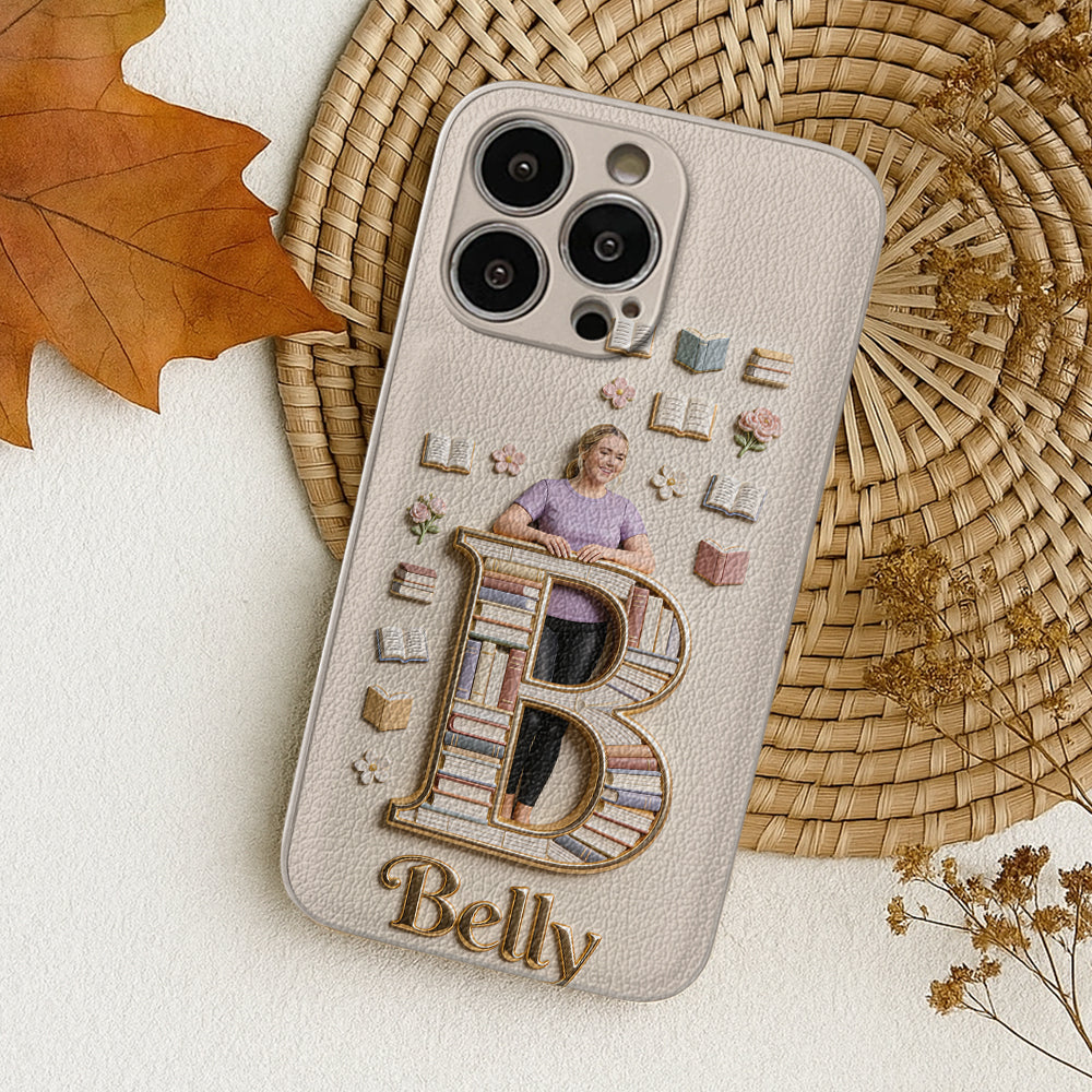 Book Lovers Gift - Personalized Book 3D Embossed Leather Phone Case
