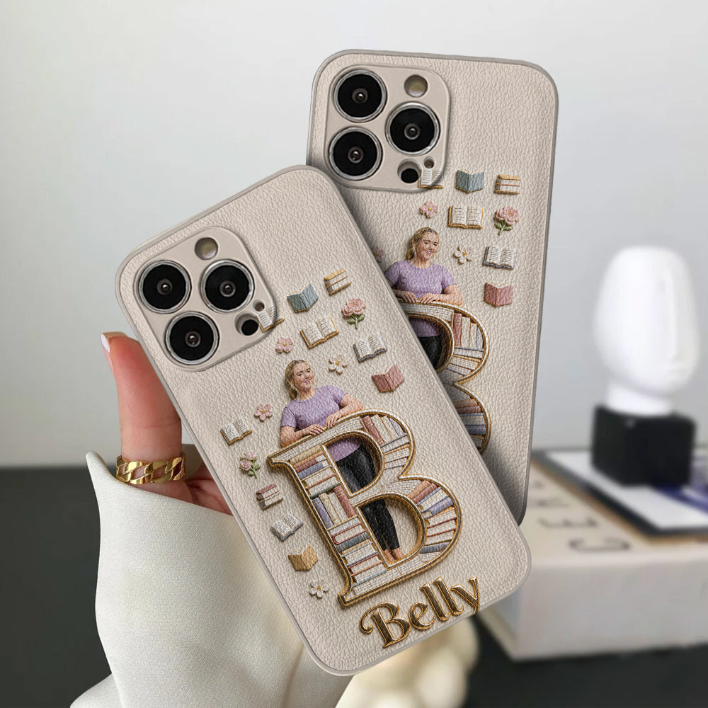 Book Lovers Gift - Personalized Book 3D Embossed Leather Phone Case
