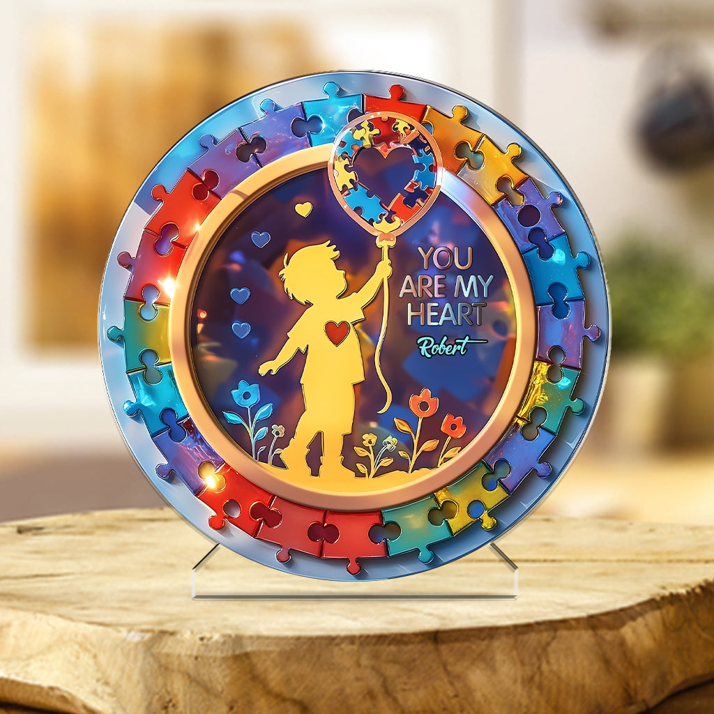You Are My Heart - Personalized Autism Awareness Custom Shaped Acrylic Plaque