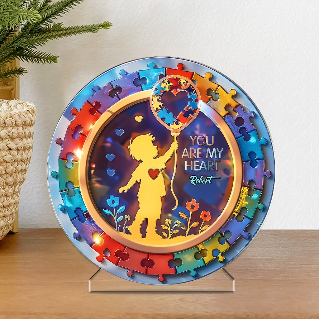 You Are My Heart - Personalized Autism Awareness Custom Shaped Acrylic Plaque