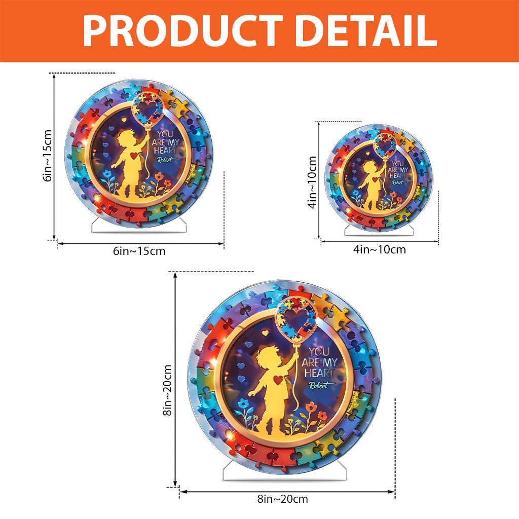 You Are My Heart - Personalized Autism Awareness Custom Shaped Acrylic Plaque