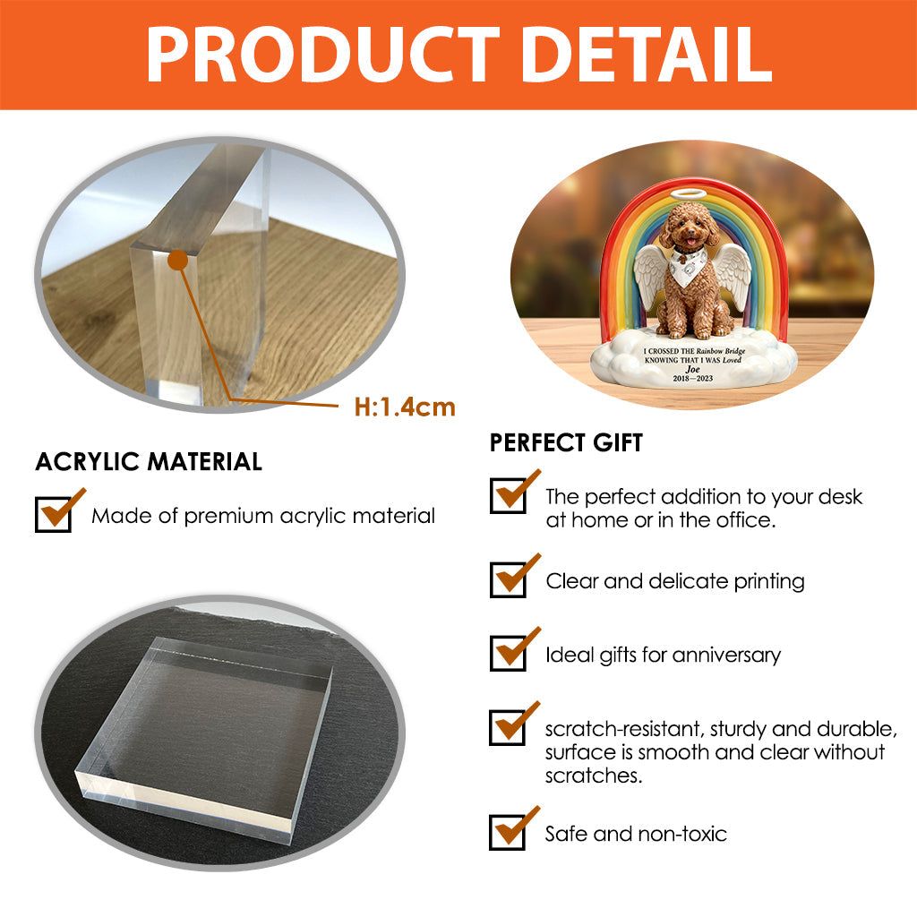 Rainbow Bridge Pet Memorial - Personalized Dog Custom Shaped Acrylic Plaque