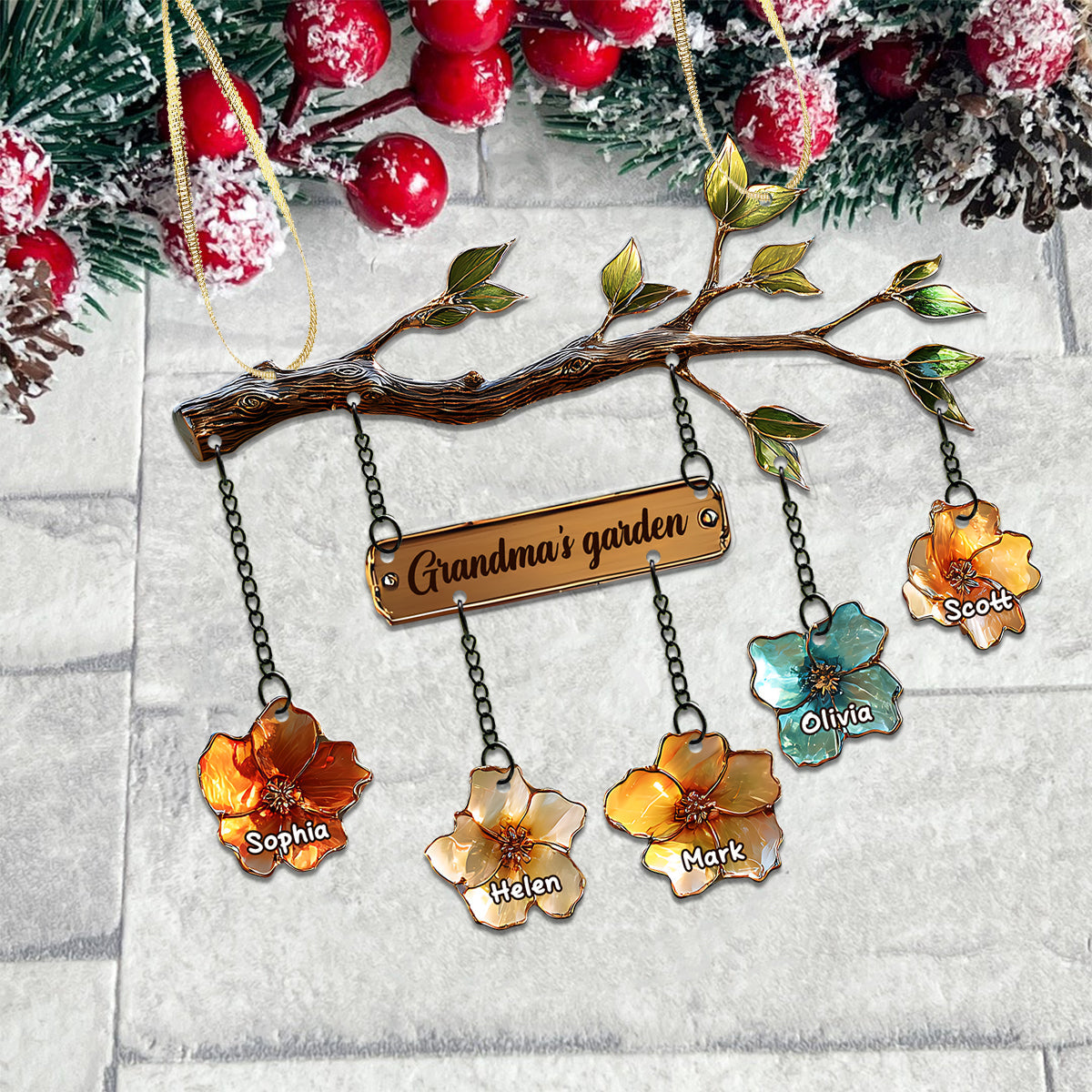 Grandma's Garden - Personalized Grandma Ornament With Charm