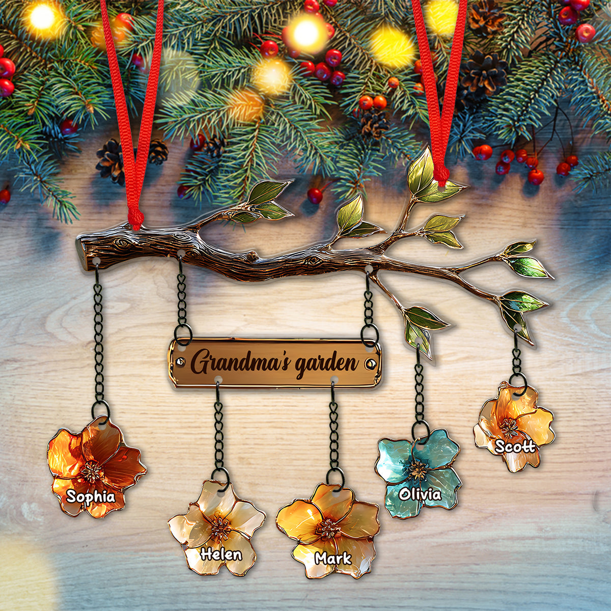 Grandma's Garden - Personalized Grandma Ornament With Charm