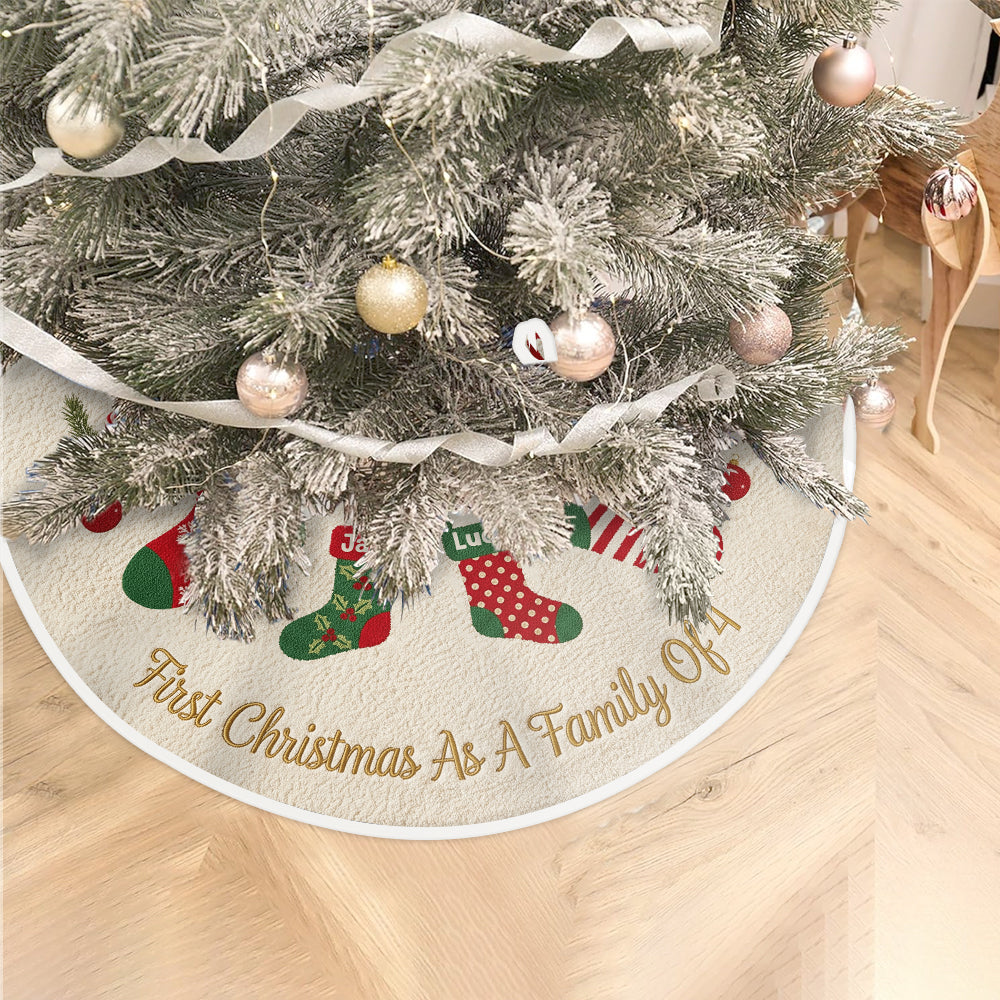 First Christmas As A Family Of - Personalized Family Tree Skirt