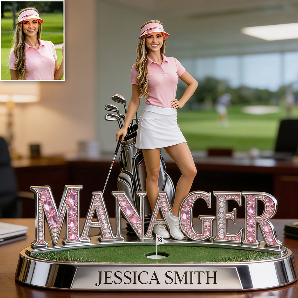 Custom Work Desk Decor For Golf Lover - Personalized Golf Custom Shaped Acrylic Plaque
