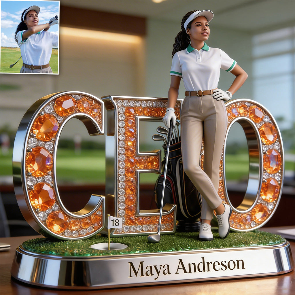 Custom Work Desk Decor For Golf Lover - Personalized Golf Custom Shaped Acrylic Plaque