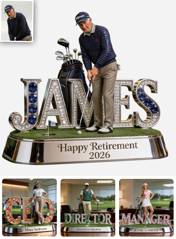 Custom Work Desk Decor For Golf Lover - Personalized Golf Custom Shaped Acrylic Plaque