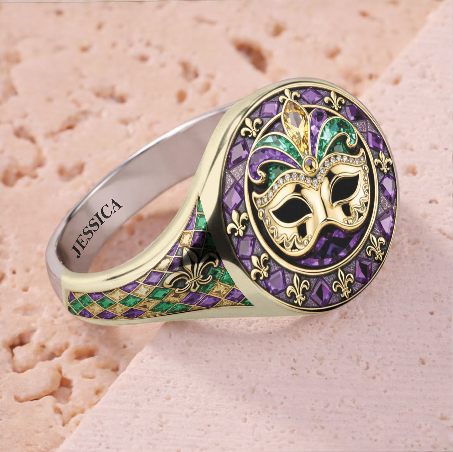 C'est Mardi Gras ! - Bague chevalière personnalisée Mardi Gras