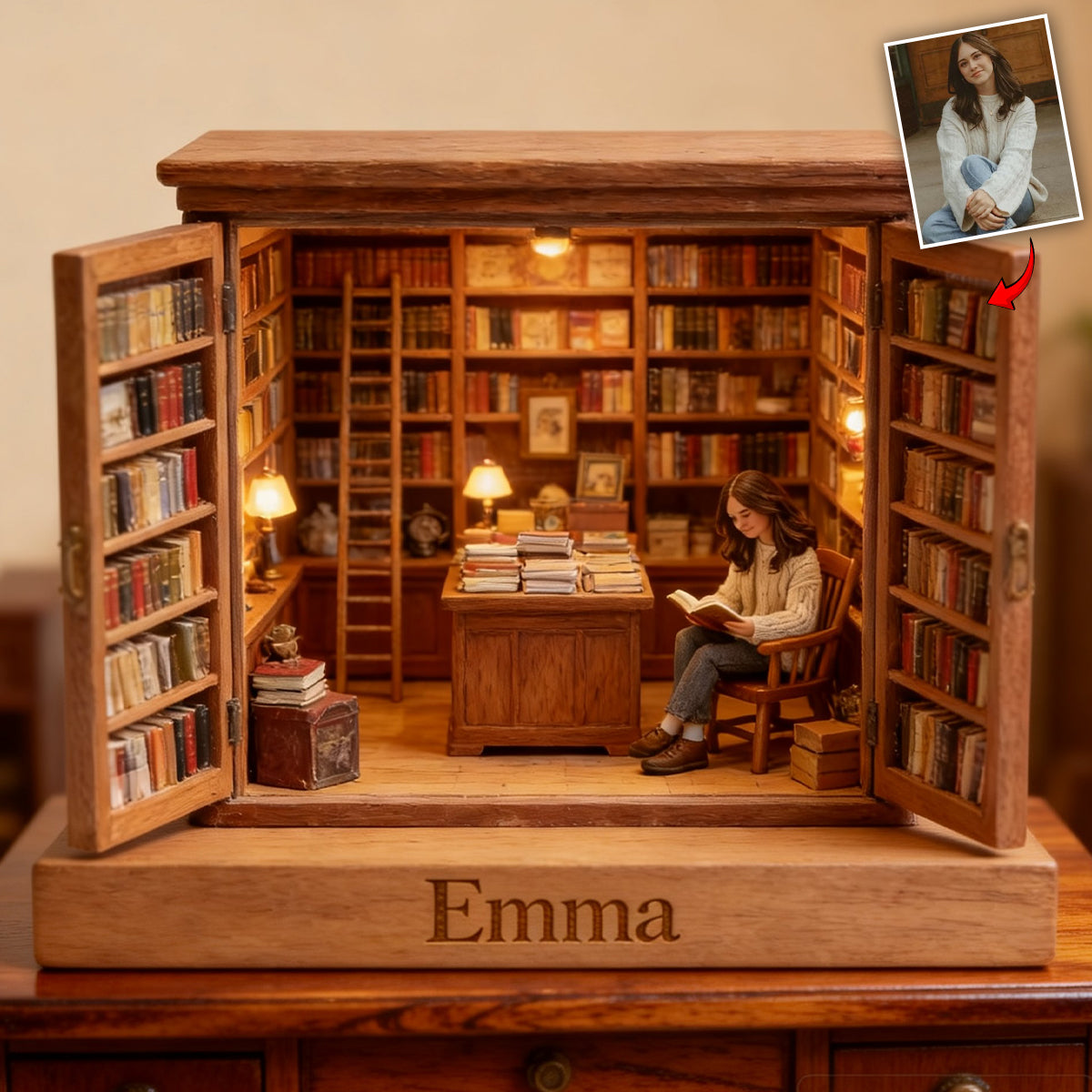 Buchhandlung – Personalisierte Acrylplakette in individueller Buchform