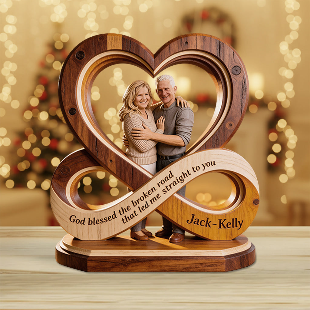 God Blessed The Broken Road - Personalized Couple Custom Shaped Acrylic Plaque