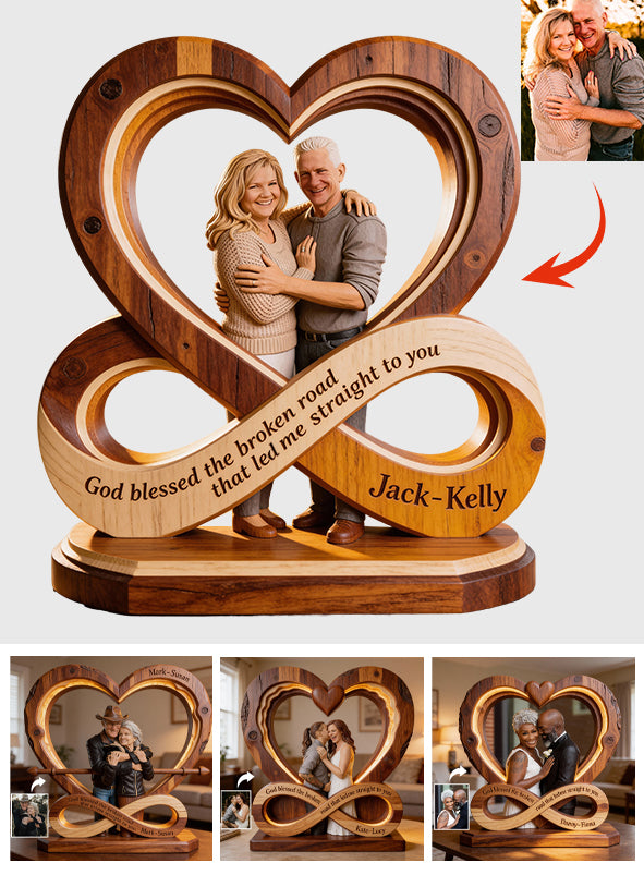 God Blessed The Broken Road - Personalized Couple Custom Shaped Acrylic Plaque