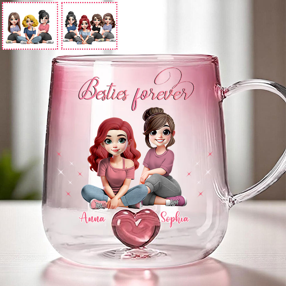 Besties Forever - Personalized Bestie Gradient Glass Mug