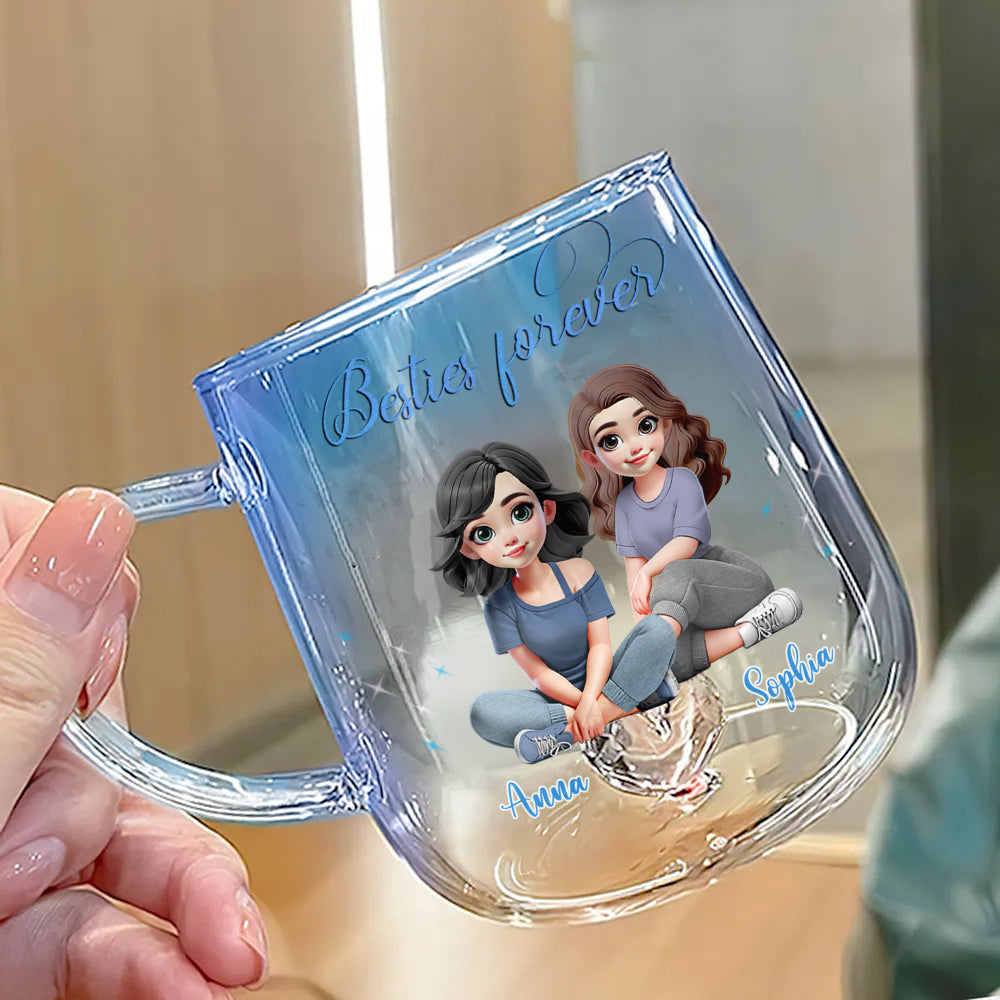 Besties Forever - Personalized Bestie Gradient Glass Mug