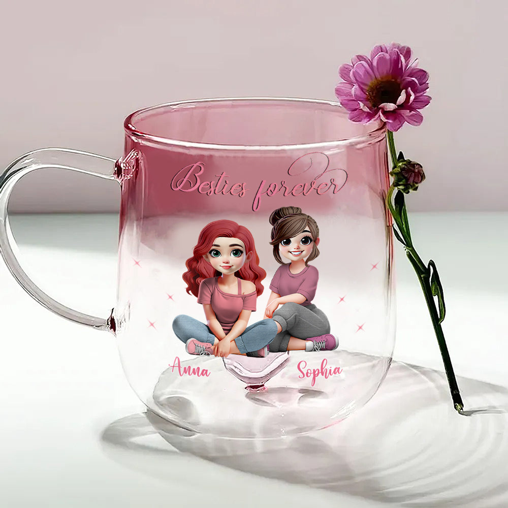 Besties Forever - Personalized Bestie Gradient Glass Mug
