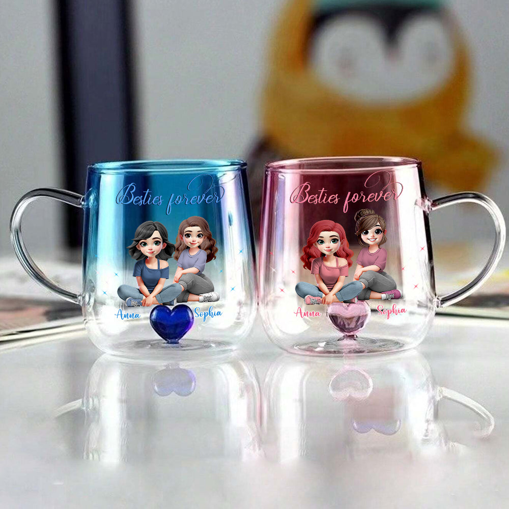 Besties Forever - Personalized Bestie Gradient Glass Mug