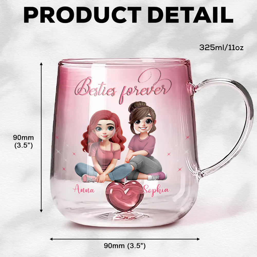 Besties Forever - Personalized Bestie Gradient Glass Mug