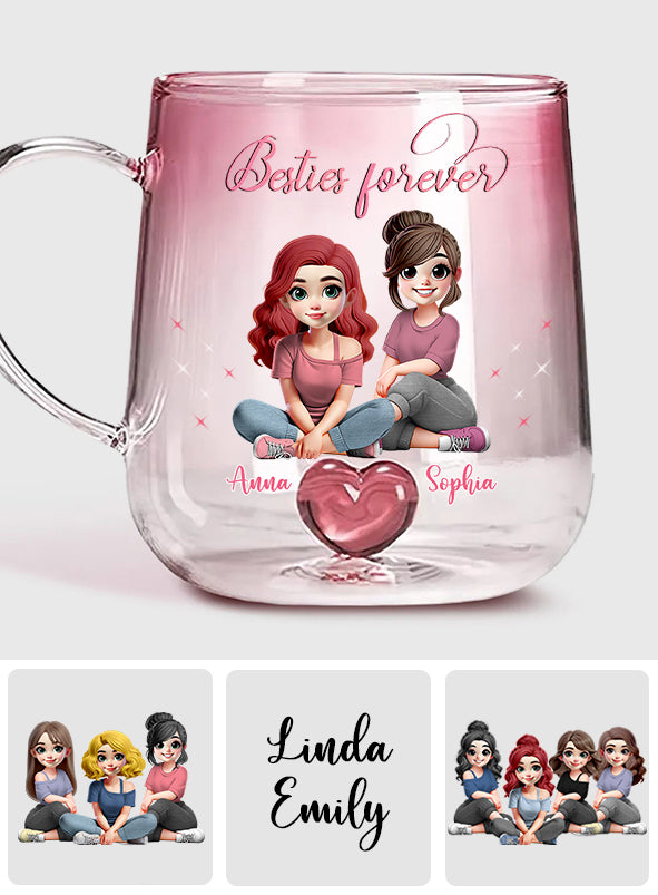 Besties Forever - Personalized Bestie Gradient Glass Mug