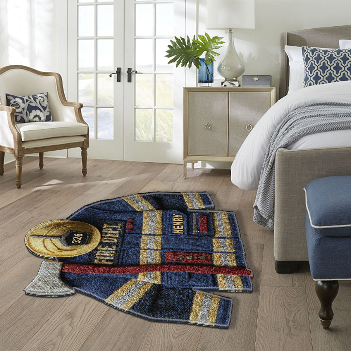 Fire Dept - Personalized Firefighter Non-Slip Tufted Rug