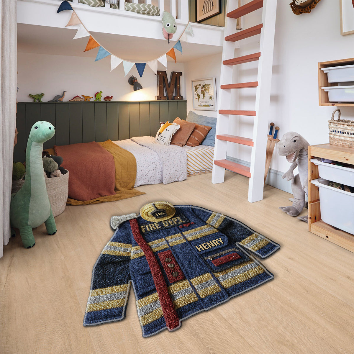 Fire Dept - Personalized Firefighter Non-Slip Tufted Rug