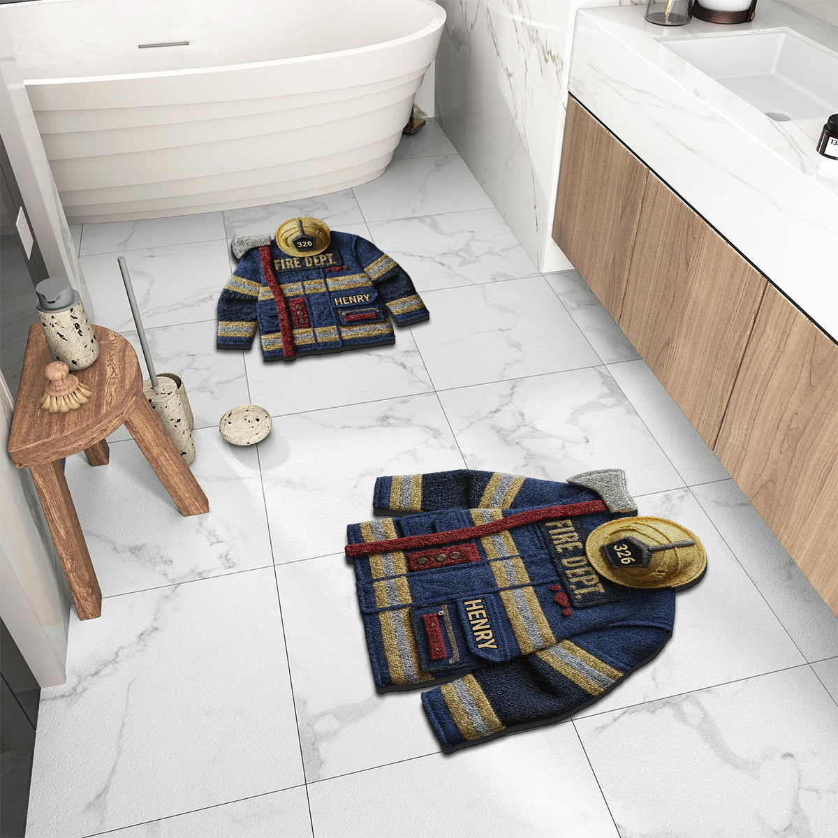 Fire Dept - Personalized Firefighter Non-Slip Tufted Rug