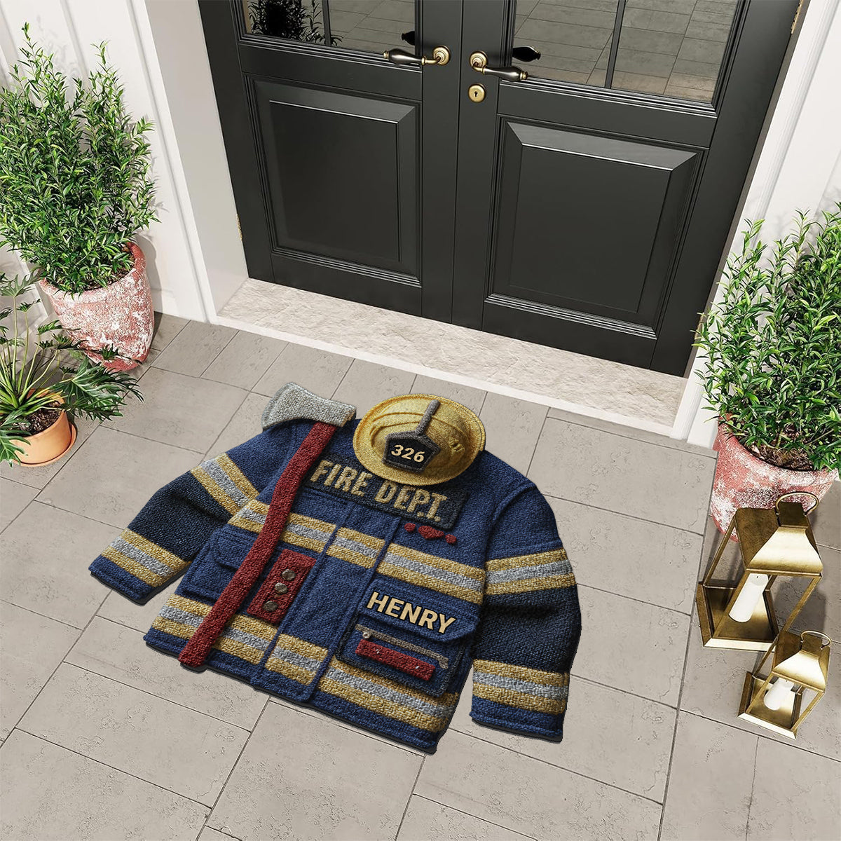 Fire Dept - Personalized Firefighter Non-Slip Tufted Rug