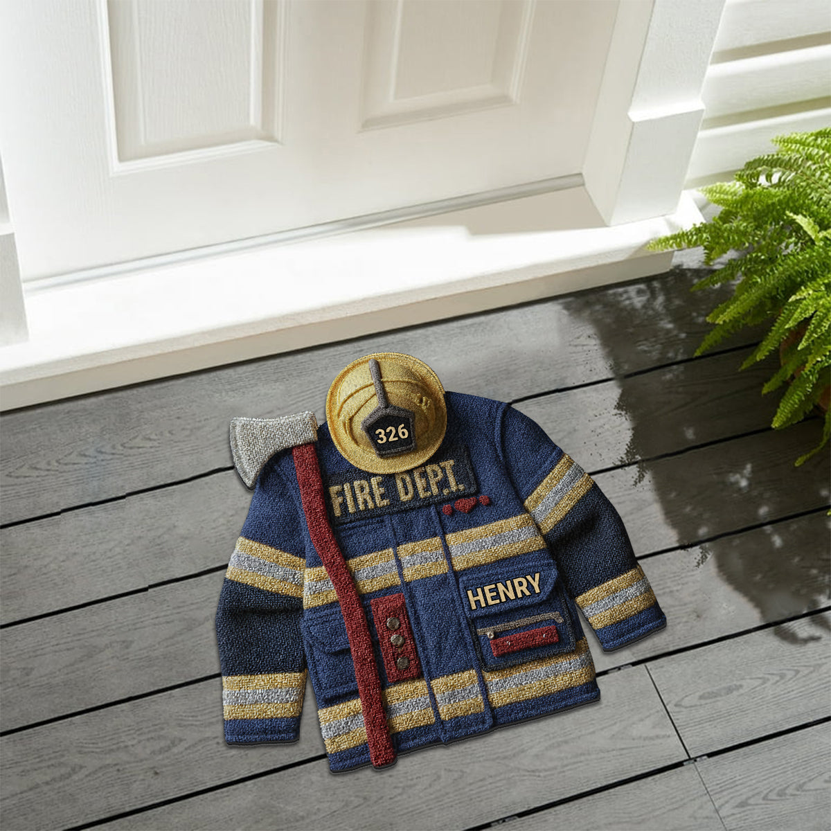 Fire Dept - Personalized Firefighter Non-Slip Tufted Rug
