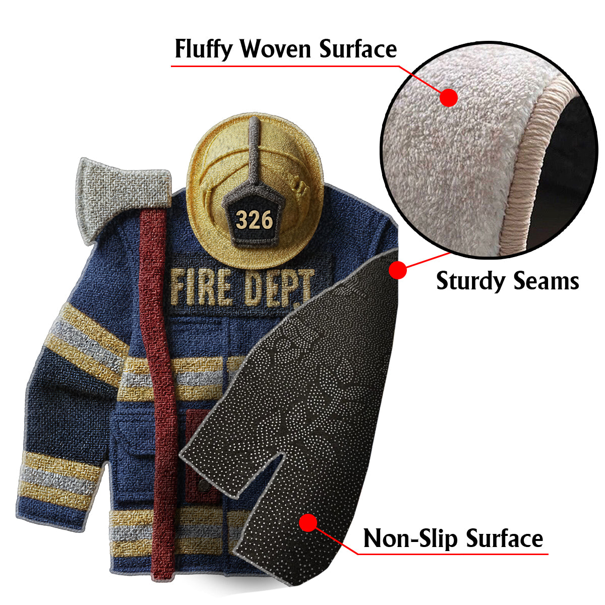 Fire Dept - Personalized Firefighter Non-Slip Tufted Rug