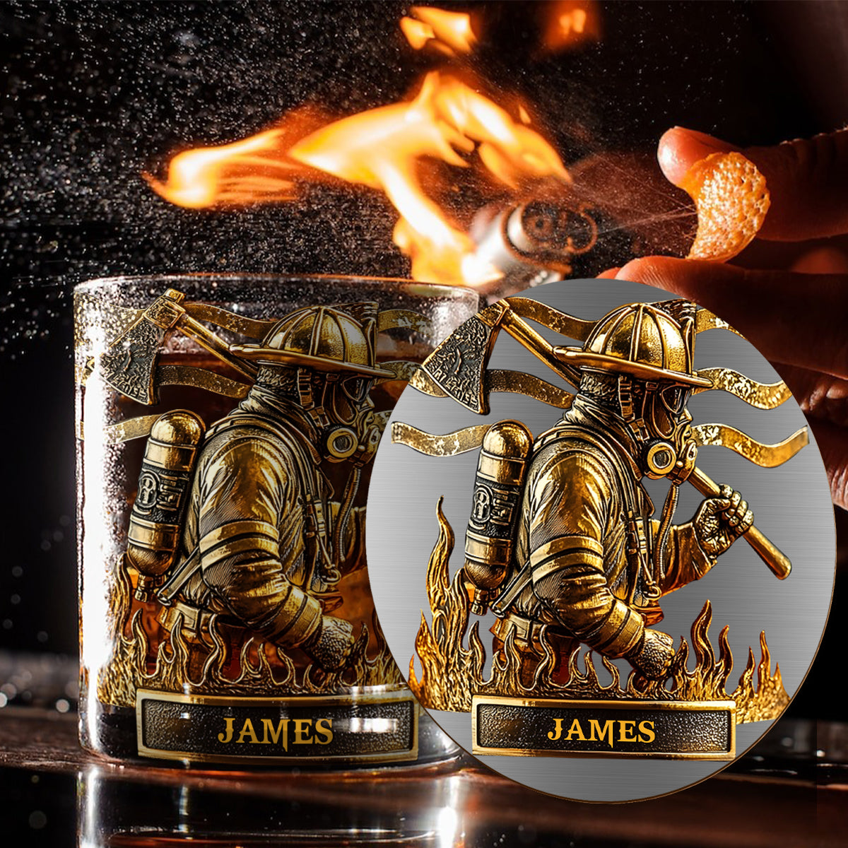 Proud Firefighter - Personalized Firefighter Whiskey Glass