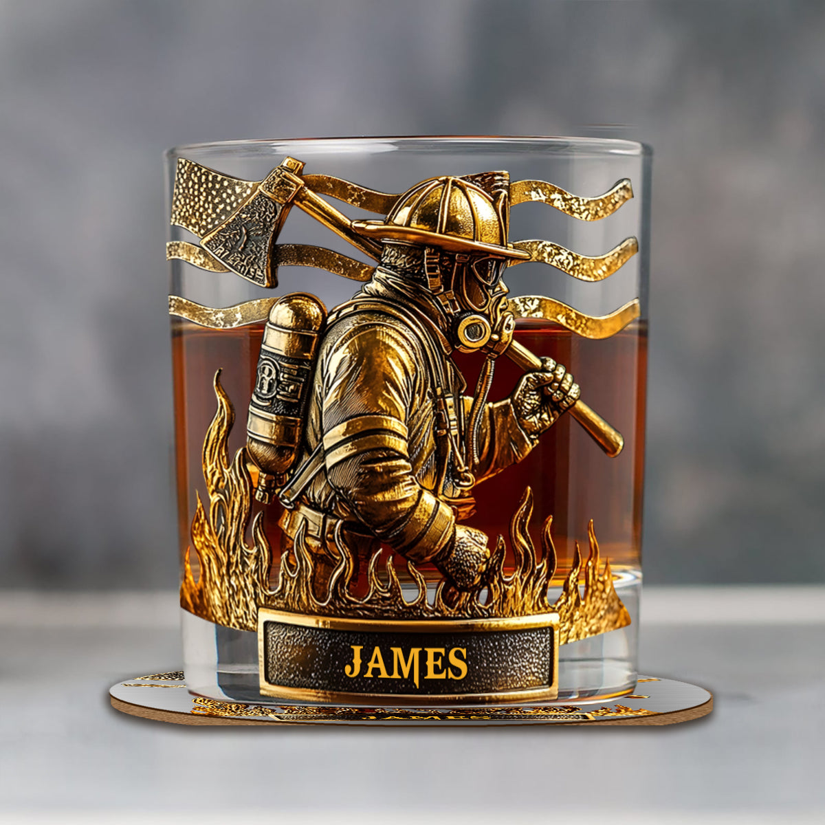 Proud Firefighter - Personalized Firefighter Whiskey Glass