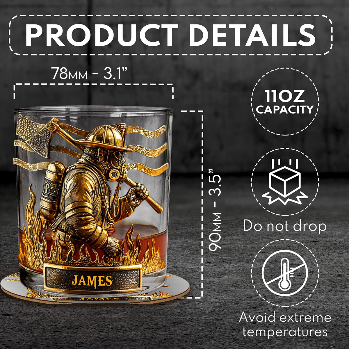 Proud Firefighter - Personalized Firefighter Whiskey Glass