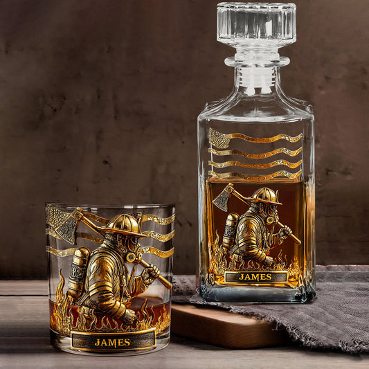 Stolzer Feuerwehrmann – Personalisiertes Whiskey-Dekanter-Set für Feuerwehrleute