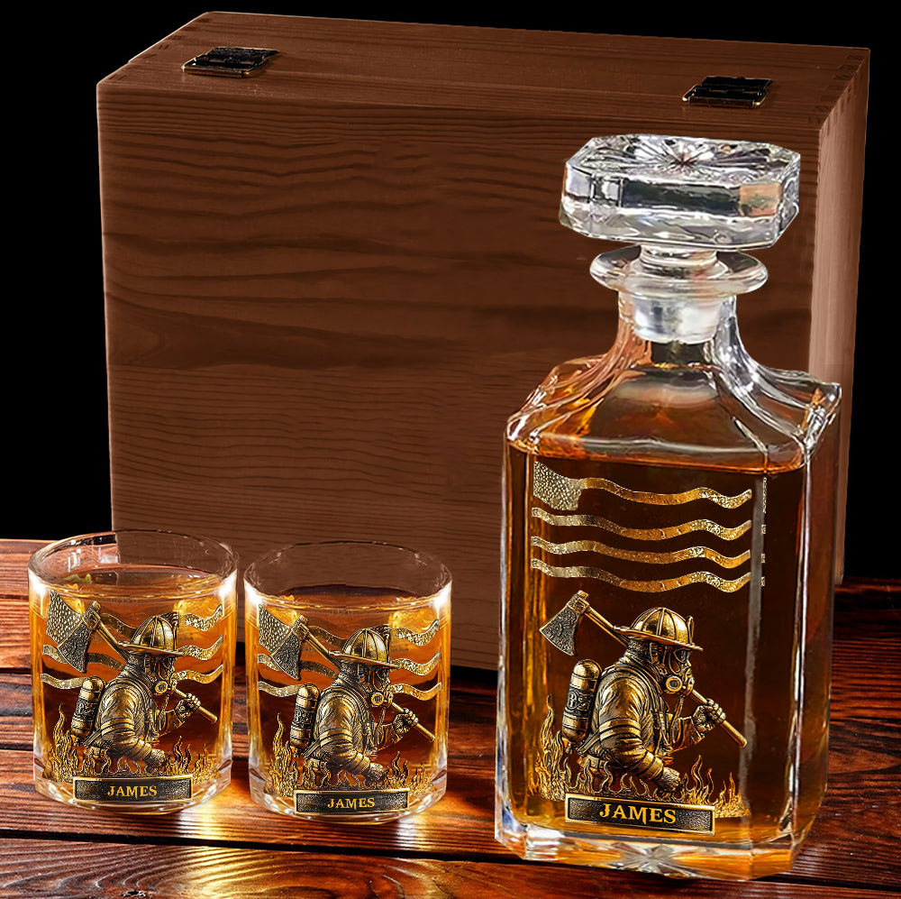 Proud Firefighter - Personalized Firefighter Whiskey Decanter Set