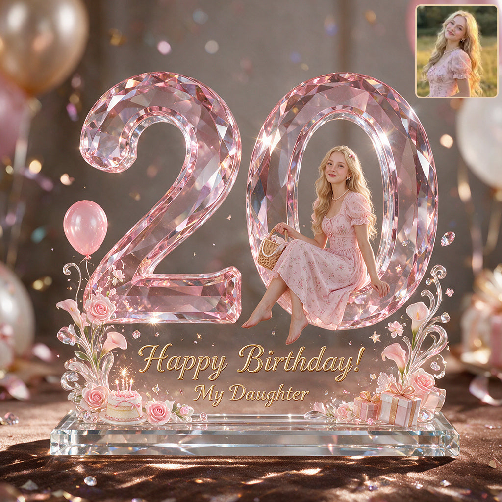 Custom Age Birthday Gift - Personalized Birthday 2-Side Printed Acrylic Plaque