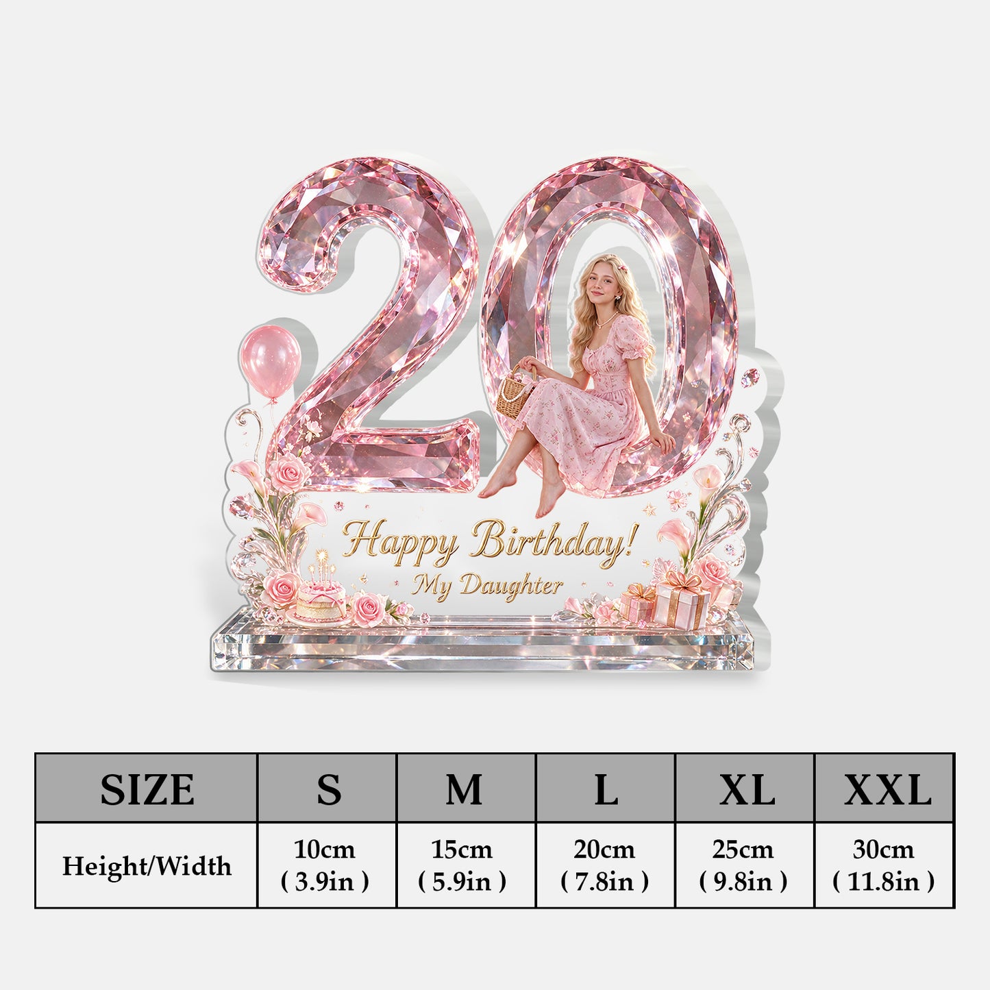 Custom Age Birthday Gift - Personalized Birthday 2-Side Printed Acrylic Plaque
